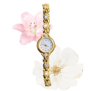 Dainty gold flowers vintage watch