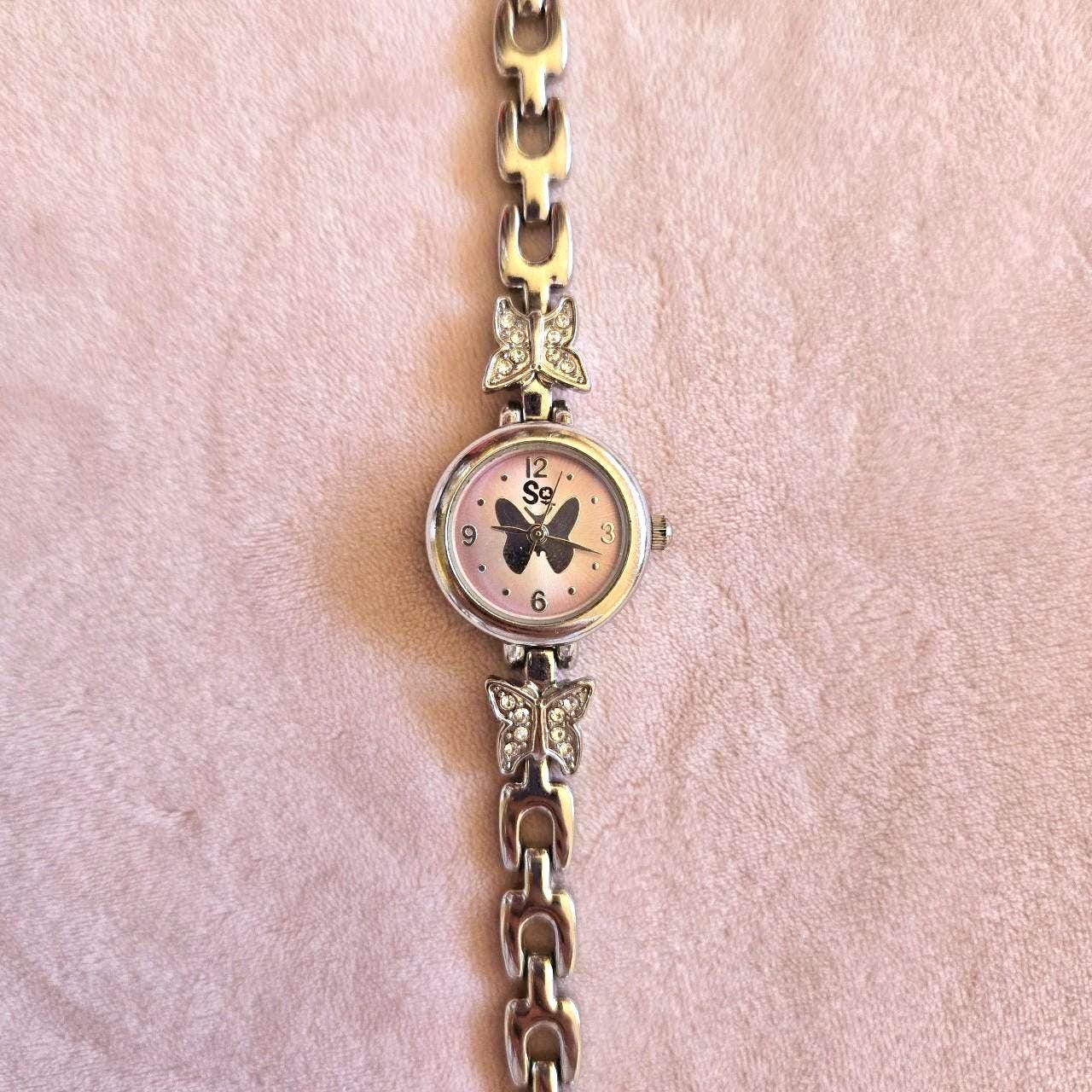 Y2k Pink Butterfly Silver Vintage Watch - Etsy