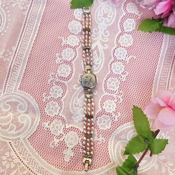 Pink Pearl Silver Vintage Watch - Etsy display picture 2