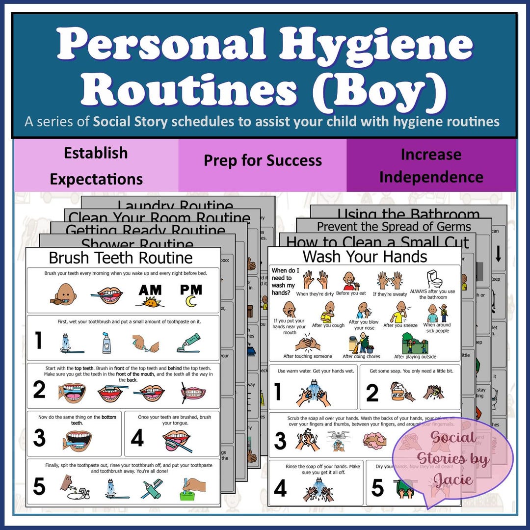 Hygiene Routine Worksheet Personal Hygiene Routines (BOY) - Boost Independence for Youth With ...
