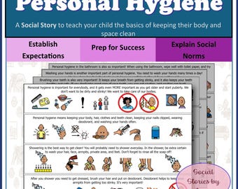 Historia social sobre higiene personal: explique la importancia de cuidar la higiene con ayudas visuales para jóvenes con autismo.