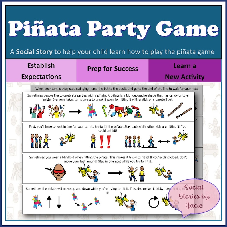 Pinata Party Game Social Story - Teach Your Child With Autism to Safely ...