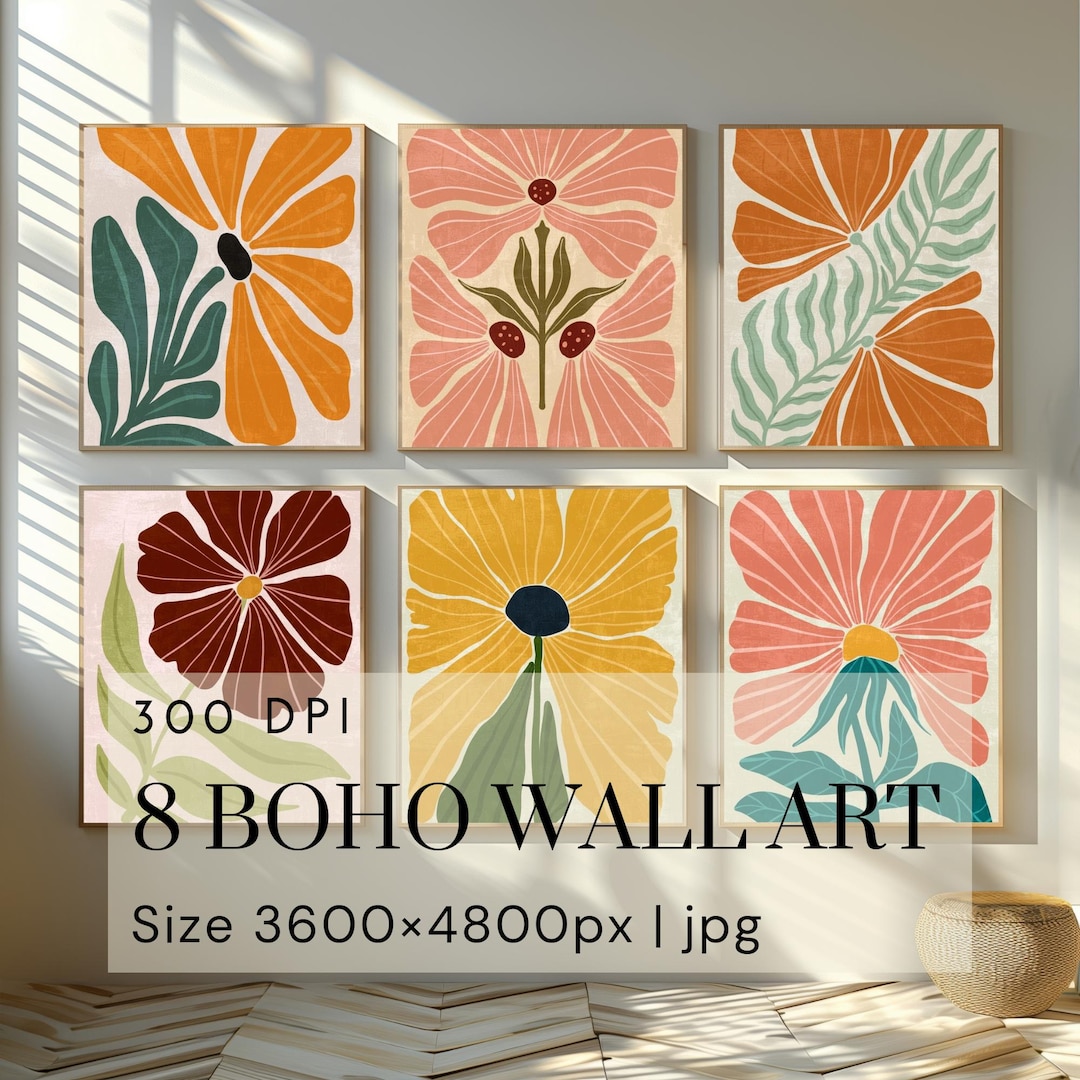 8 Boho Wall Art Graphic Set | Printable Bohemian Wall Art Prints ...