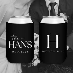 Monogram - Big Initial - Custom Wedding Can Coolers, Wedding Favors, Beverage Insulators, Beer Holder, Beer Cooler - Custom Favors - Wedding
