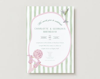 Boho Stripe Birthday Party Invitation: Editable Template (Digital or Printable PDF Option)