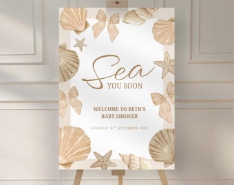 Custom Welcome Sign | Baby Shower, Event, Birthday, Party| Personalised Event Sign | Digital or Printed Option | Sea Shells | Gender Reveal