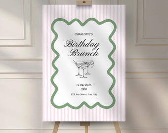 Custom Birthday Brunch Welcome Sign: Cocktail Party Decor (Digital or Printed)