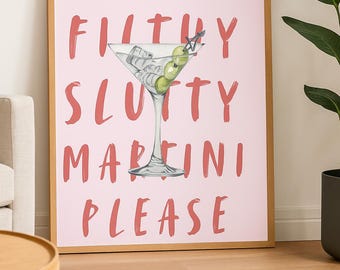 Martini Poster | Funny Bar Decor | Cocktail Lover Gift | Modern Typography Wall Art | Home Bar Print
