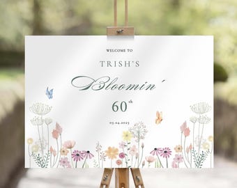 Custom Event Welcome Sign: Floral Christening, Wedding, Birthday (PDF or Printed)