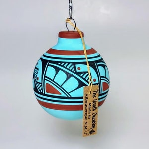 Southwest Ornament Bulb Lt Turquoise and Cinnamon SOLD INDIVIDUALLY