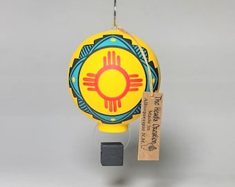 New Mexico Hot Air Balloon Ornament Yellow Zia SOLD INDIVIDUALLY