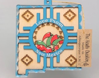 New Mexico Zia Red and Green Chiles Shaker Ornament