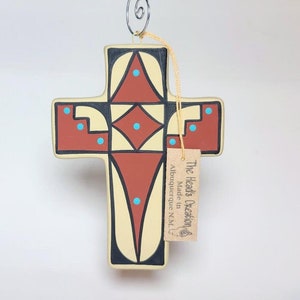 Ceramic Cross Ornament Painted Cinnamon & Tan SOLD INDIVIDUALLY Made in New Mexico image 1