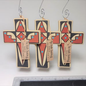 Ceramic Cross Ornament Painted Cinnamon & Tan SOLD INDIVIDUALLY Made in New Mexico image 2