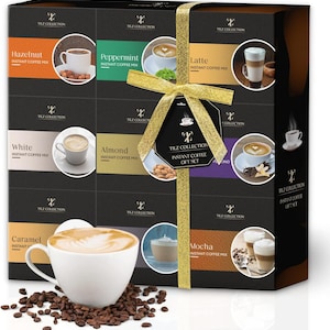 Luxury Instant Coffee Gift Set – 9 Flavoured Sachets in Gift Box – Father&#39;s Day, Birthday, Thank You Hamper for Dad, Grandad, Husband