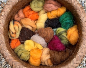 Roving for Felting, Corriedale Sliver, 3 Ounces, "Autumn Sampler"