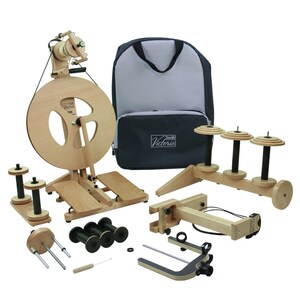 Louet Victoria Spinning Wheel Fully Loaded, Foldable Travel Spinning Wheel