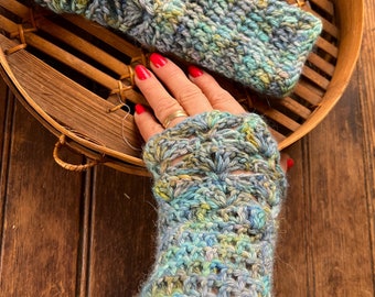 Fingerless Alpaca Gloves, 100% Alpaca Yarn, Tahiti