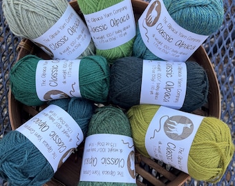 Classic Alpaca Yarn, DK Weight, 110 Yards,  Collection of Greens