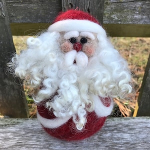 Roly-Poly Needle Felted Santa - Handmade Holiday Decor