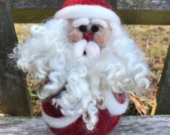 Roly-Poly Needle Felted Santa - Handmade Holiday Decor