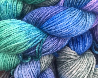 100% Alpaca Yarn, DK Weight, Hand Dyed, 220 Yards, 3.5 Ounces, Paca-Paints, "Sea Glass", Knitting, Crochet, Weaving, Felting