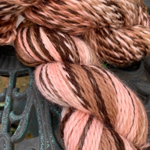 100% Alpaca Yarn, Worsted Weight, Hand Dyed, 165 Yards, 3.5 Ounces, Espiral, Peach Melba