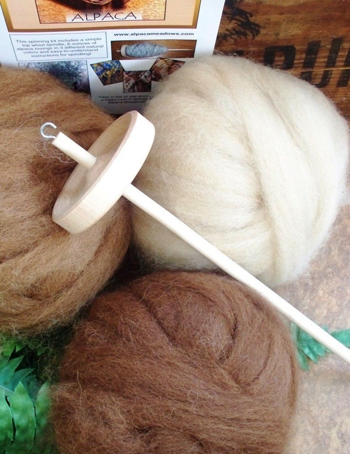 Drop Spindle Kit Learn to Spin Alpaca Roving Instructions Etsy