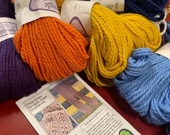 DIY Crochet Kit, Chris Cross Snuggle Scarf, Bulky Alpaca Wool Yarn, Many Colors Available