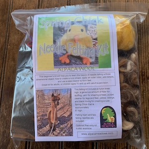 Spring Chick Felting Kit, Needle Felting Kit, DIY Craft Kit, Beginner Felting Kit
