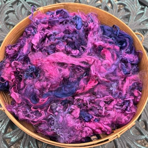 Suri Alpaca Fiber, 5 Inches, 2 Ounces, Grape Pie, Doll Hair, Spinning Fiber, Felting Fiber, U.S. Grown Alpaca