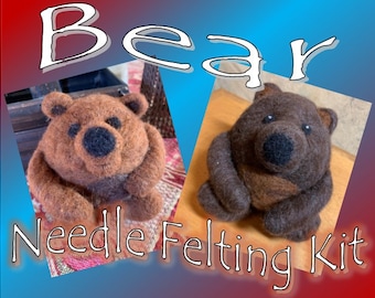 Bear Felting Kit, Needle Felting Kit, DIY Craft Kit