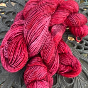 Hand-Dyed Alpaca Yarn – DK Weight, Soft and Natural, Paca Paints “Ruby Slippers” for Crochet and Knitting
