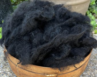 Hand Dyed Mohair Fiber – Black – Spinning or Felting – 2 oz