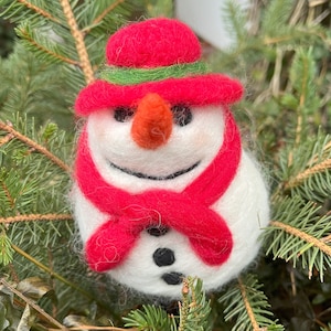 Handcrafted Needle Felted Snowman Collectible