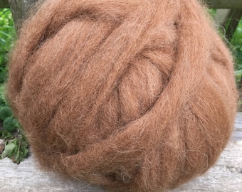 100% Alpaca Roving, 4 Ounces, Spinning Fiber, Felting, Weaving, Knitting, Crochet, Medium Fawn, Natural Color, Alpaca Yarn, "Crescendo"