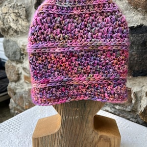 Vibrant Alpaca Beanie – Hand Crocheted Hat in Betony Color – Soft, Lightweight, Hypoallergenic, Warm, Alpaca Gift
