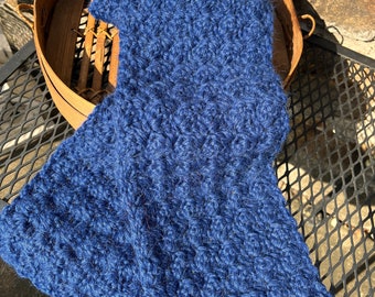 Blanket Stitch Bulky Alpaca Wool Scarf, Dockside, Hand Crocheted