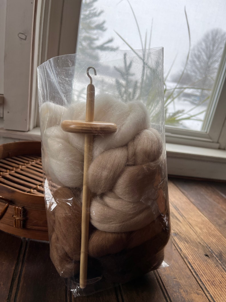 Beginner's Drop Spindle Kit, Alpaca Top, Instructions image 6