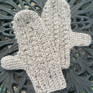 Textured Alpaca Mittens, Classic Alpaca Tweed Yarn, Cork
