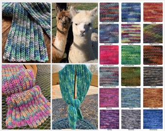 Hand Crocheted Alpaca Scarf with Hand Painted Yarn, Many Color Choices, MADE TO ORDER