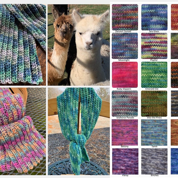 Hand Crocheted Alpaca Scarf with Hand Painted Yarn, Many Color Choices, MADE TO ORDER