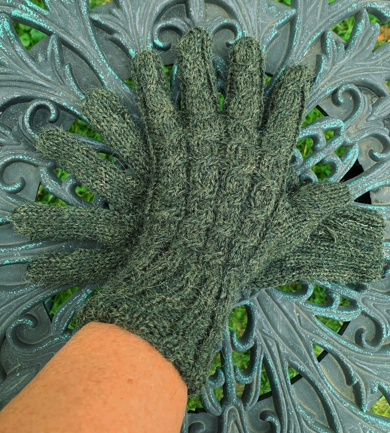 100% Alpaca Gloves, Ready to Ship Forest Green Melange