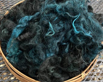 Hand Dyed Mohair Fiber – Willow Dyed Over Grey – Spinning or Felting – 2 oz