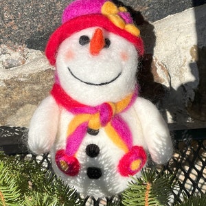 Handcrafted Needle Felted Snowman Collectible