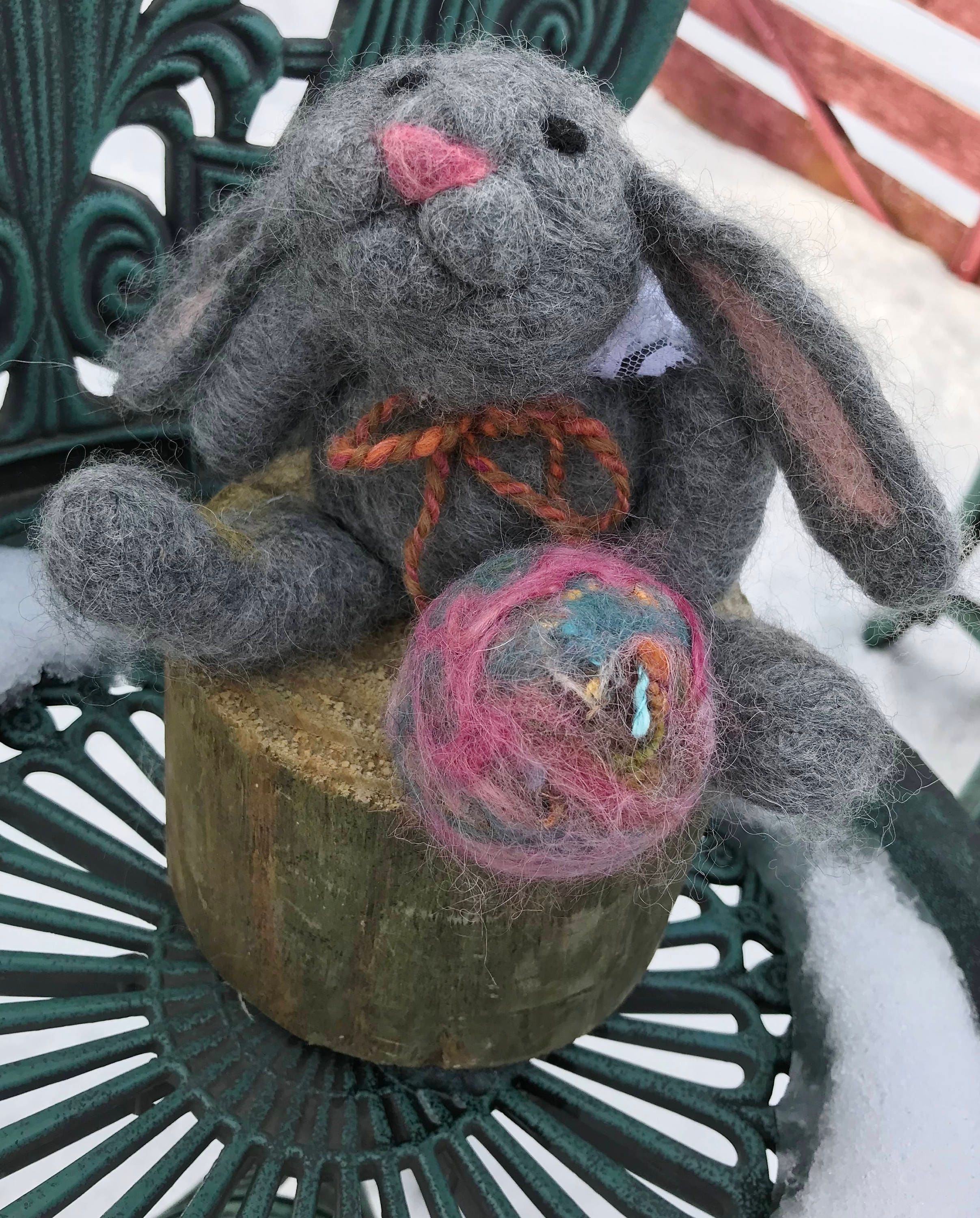 Needle Felted Bunny – Annabelle With Easter Egg – Handmade Alpaca Fiber ...