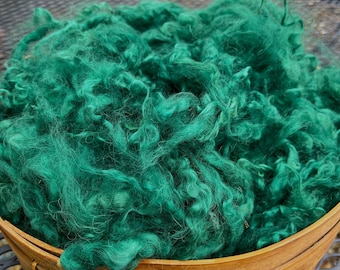 Hand Dyed Mohair Fiber – Lucerne – Spinning or Felting – 2 oz