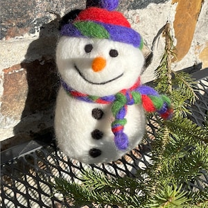 Handcrafted Needle Felted Snowman Collectible
