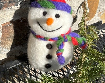 Handcrafted Needle Felted Snowman Collectible