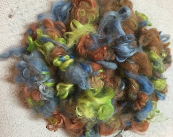 Alpaca Art Yarn, Hand Spun, 5 Yards, Hand-Dyed, Wattle, Bluegum, Wattlebark, Natural Color, Light Fawn